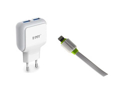 Зарядное устройство EMY MY-220 2xUSB 8-pin 2400mA White