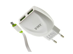 Зарядное устройство EMY MY-221 2xUSB - microUSB 2400mA White