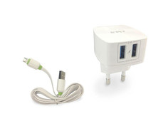 Зарядное устройство EMY MY-227 2xUSB - microUSB 2400mA White