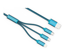 Аксессуар EMY USB - microUSB / Lightning 8pin MY-447 Blue
