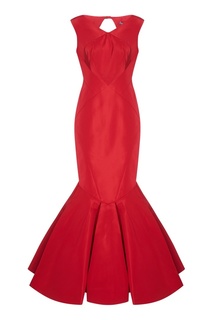 Красное платье-годе из шелка Zac Posen