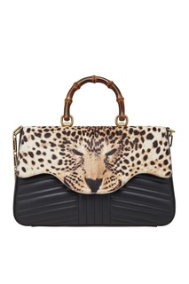 Кожаная сумка Leopard Gucci