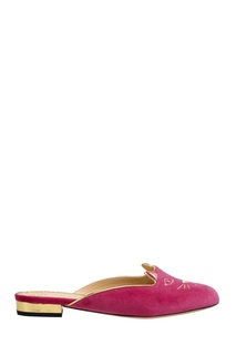 Велюровые слиперы Kitty Slipper Charlotte Olympia