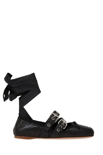 Черные кожаные балетки Miu Miu