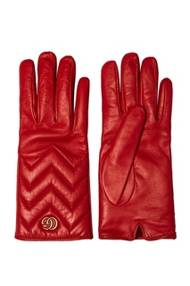 Красные кожаные перчатки Gucci