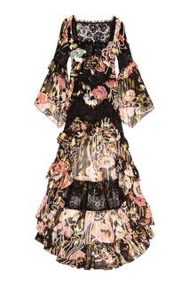 Шелковое платье-макси с цветами Dundas