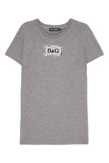 Меланжевая футболка с монограммой Dolce & Gabbana