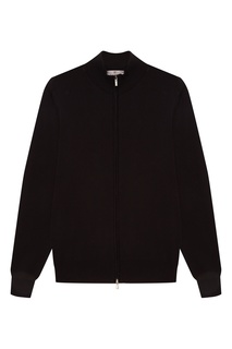 Черный хлопковый кардиган на молнии Canali