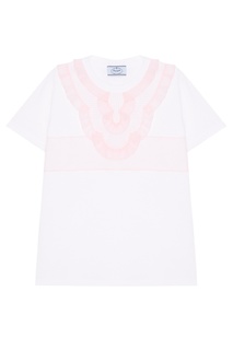 Хлопковая футболка с розовыми оборками Prada