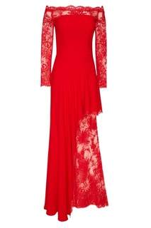 Красное платье с кружевом Alexander McQueen