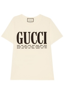 Хлопковая футболка с контрастным лого Gucci