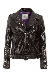 Черная куртка из эко-кожи с декором Mila Marsel