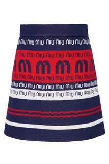 Трикотажная мини-юбка с отделкой Miu Miu
