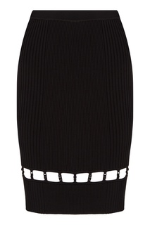 Черная трикотажная юбка в рубчик T by Alexander Wang