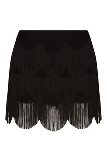 Черная юбка-мини с ярусной бахромой Marc Jacobs