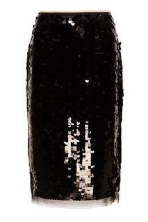 Черная юбка-карандаш с пайетками No21