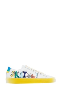 Белые кожаные кеды с надписью Mira Mikati