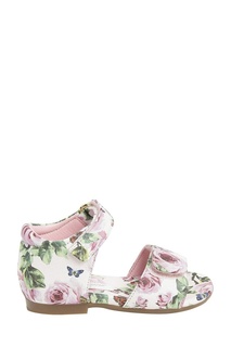 Кожаные сандалии с цветочным принтом Dolce&Gabbana Children