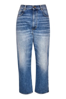 Прямые голубые джинсы с потертостями Golden Goose