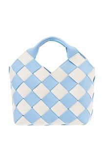 Бело-голубая кожаная сумка Woven Basket Loewe