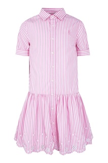 Платье в розовую полоску с ажурной отделкой Ralph Lauren Children