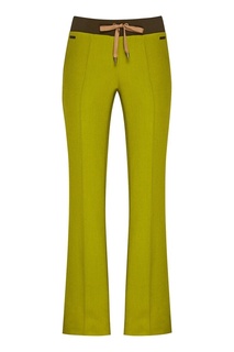 Зеленые шерстяные брюки с лампасами Laroom