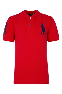 Красная футболка-поло с контрастной вышивкой Ralph Lauren Children