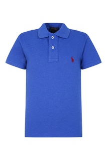 Синяя футболка-поло с вышивкой Ralph Lauren Children