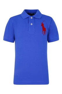Синяя футболка-поло с красной вышивкой Ralph Lauren Children