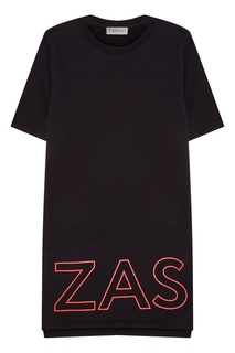 Черное хлопковое платье с логотипом Zasport