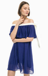 Льняное платье с открытыми плечами Stefanel