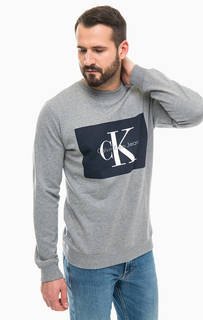 Серый свитшот с логотипом бренда Calvin Klein