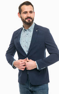 Синий хлопковый пиджак на пуговицах Lerros