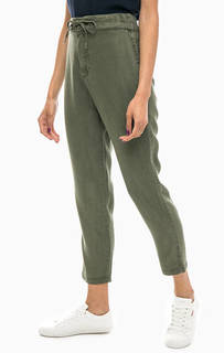 Хлопковые зауженные брюки цвета хаки Vero Moda