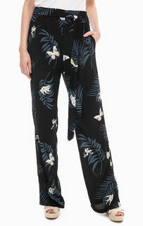 Широкие черные брюки с цветочным принтом Desigual