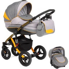 Коляска 3 в 1 Adamex Aspena Grand Collection, (серый + желтый YEL+BL) (GL000391244)