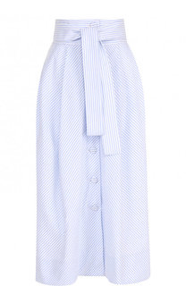 Хлопковая юбка-миди в полоску с поясом Tara Jarmon