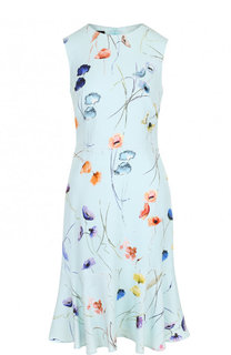 Приталенное платье из вискозы с цветочным принтом Escada