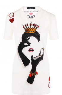 Хлопковая футболка прямого кроя с принтом Dolce &amp; Gabbana