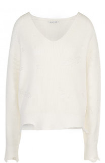 Пуловер фактурной вязки из смеси хлопка и шерсти Helmut Lang