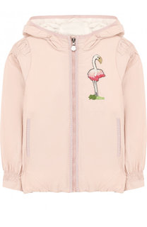 Ветровка на молнии с капюшоном и вышивкой бисером Moncler Enfant