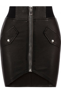 Кожаная мини-юбка асимметричного кроя с эластичным поясом RTA