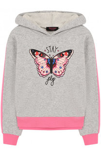 Худи джерси с принтом и контрастной отделкой Juicy Couture