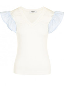 Топ с V-образным вырезом и контрастными оборками Blugirl