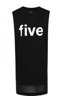 Мини-платье прямого кроя с контрастной надписью 5PREVIEW