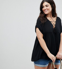 Свободная туника со шнуровкой ASOS DESIGN Curve - Черный