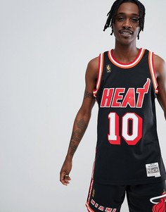 Черная майка с логотипом Miami Heat Mitchell & Ness NBA Swingman - Синий
