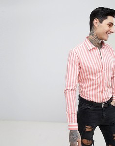 Рубашка узкого кроя с длинными рукавами и принтом в полоску Devils Advocate - Розовый