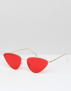 Солнцезащитные очки кошачий глаз с красными стеклами ASOS - Золотой