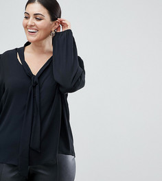 Блузка с глубоким вырезом и завязкой John Zack Plus - Черный